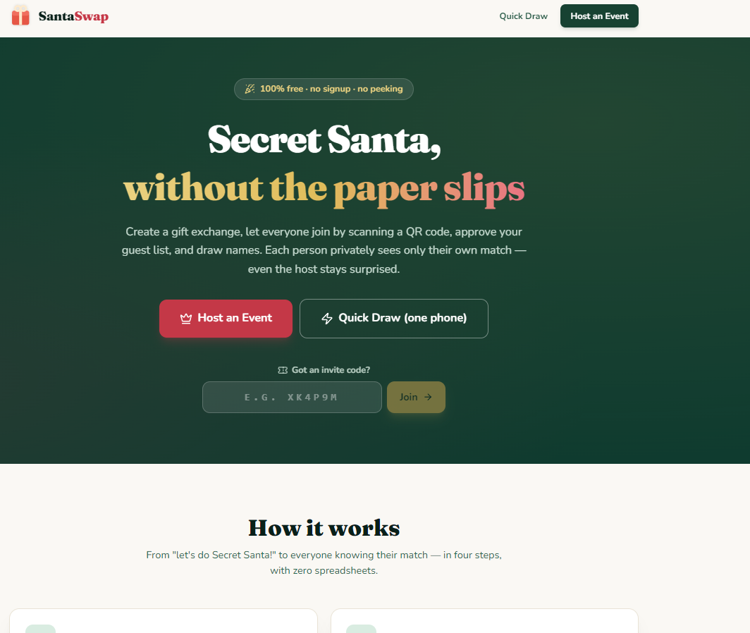 Santa Swap website