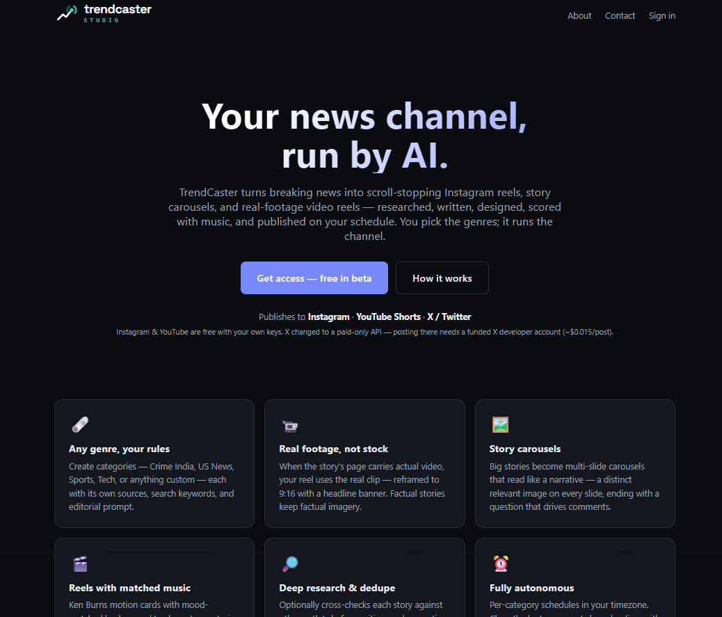 Trendcaster Studio website